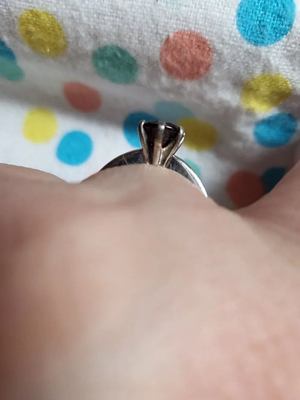 Vintage Thai Sterling Silver Rhodolite Garnet Solitaire Ring